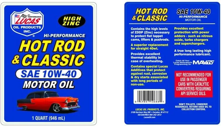 LUCAS OIL Hot Rod & Classic Car Motor Oil