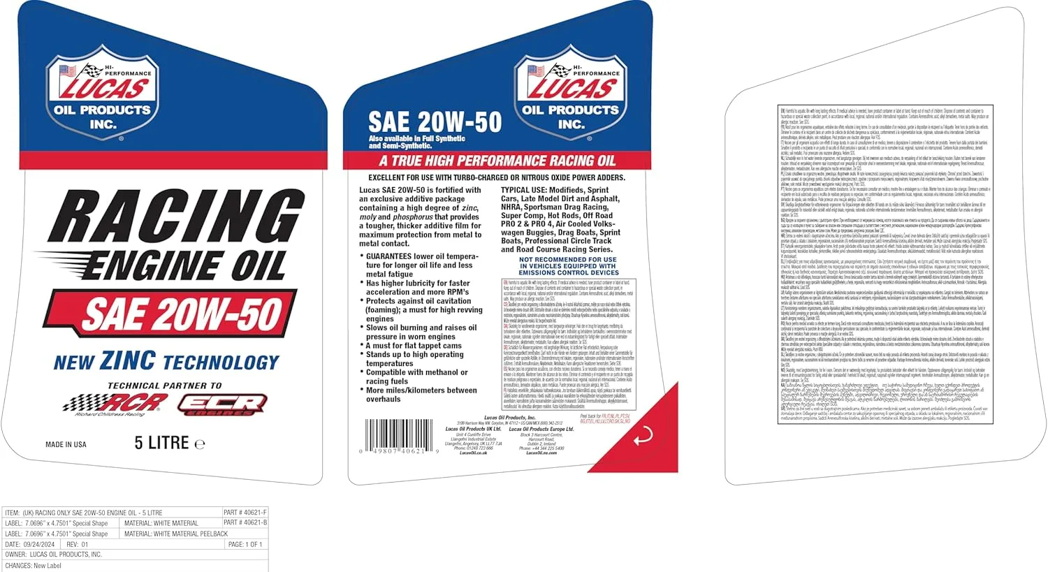 LUCAS OIL High Performance Racing Engine Oil