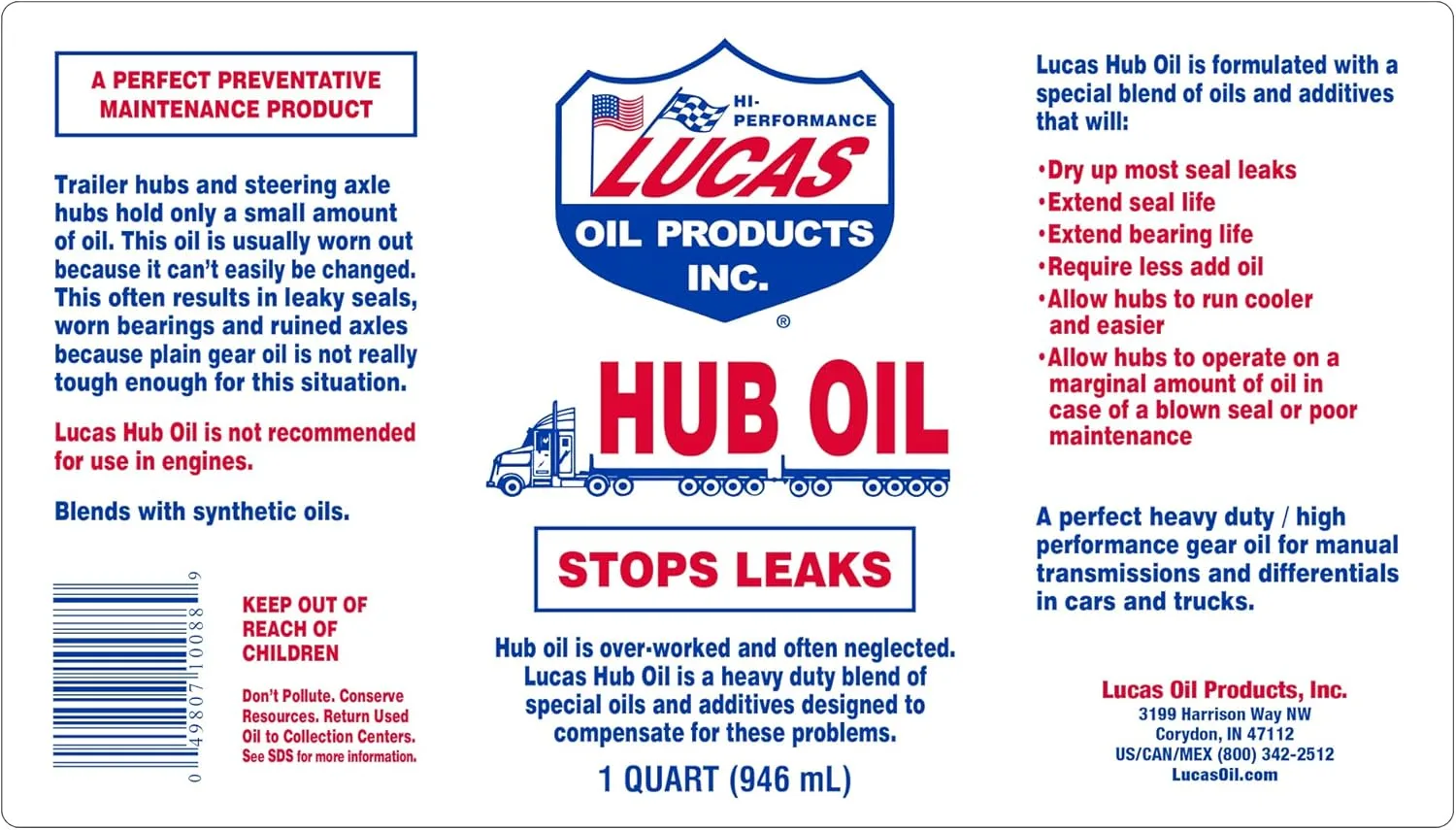 Lucas Oil Hub Oil