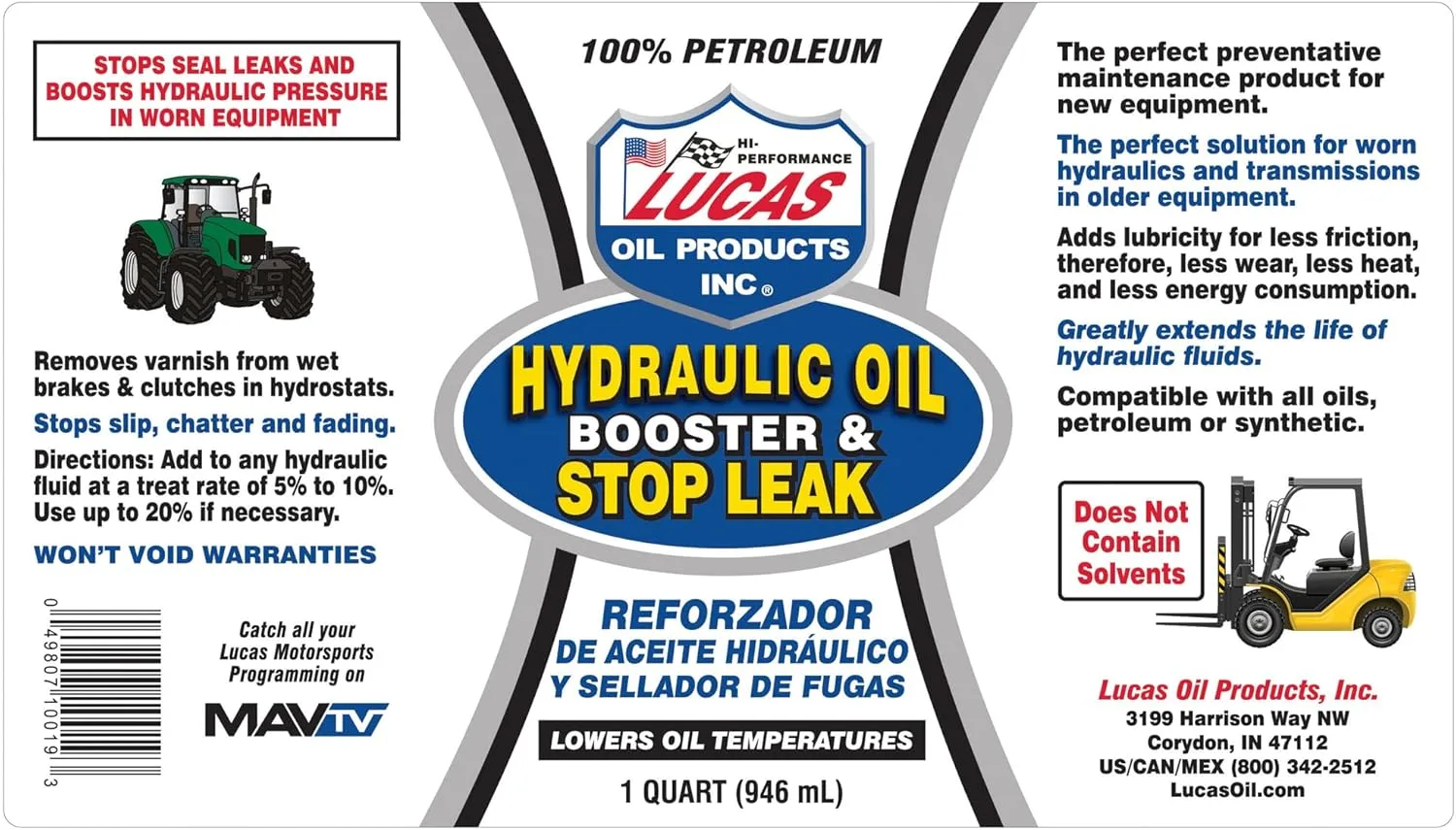Lucas Oil 10019 Hydraulic Oil Booster and Stop Leak - 1 Quart, White, 32 Ounce