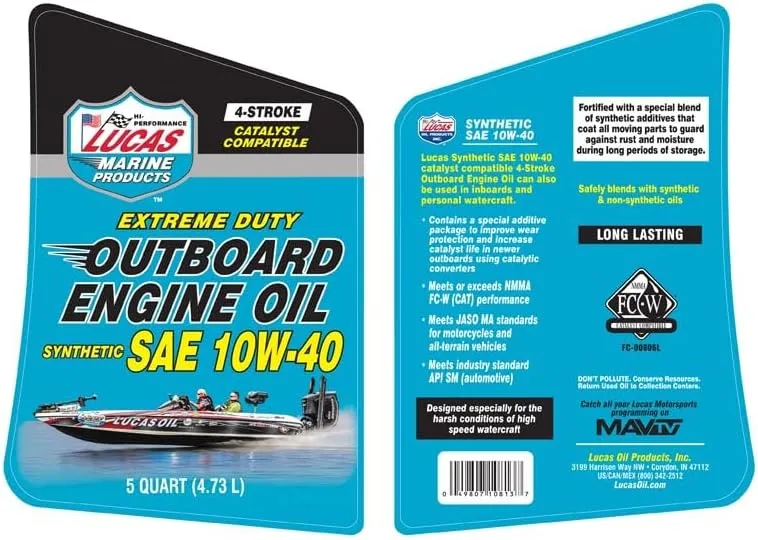 Lucas Oil Synthetic SAE 10W-40 Outboard Engine Oil