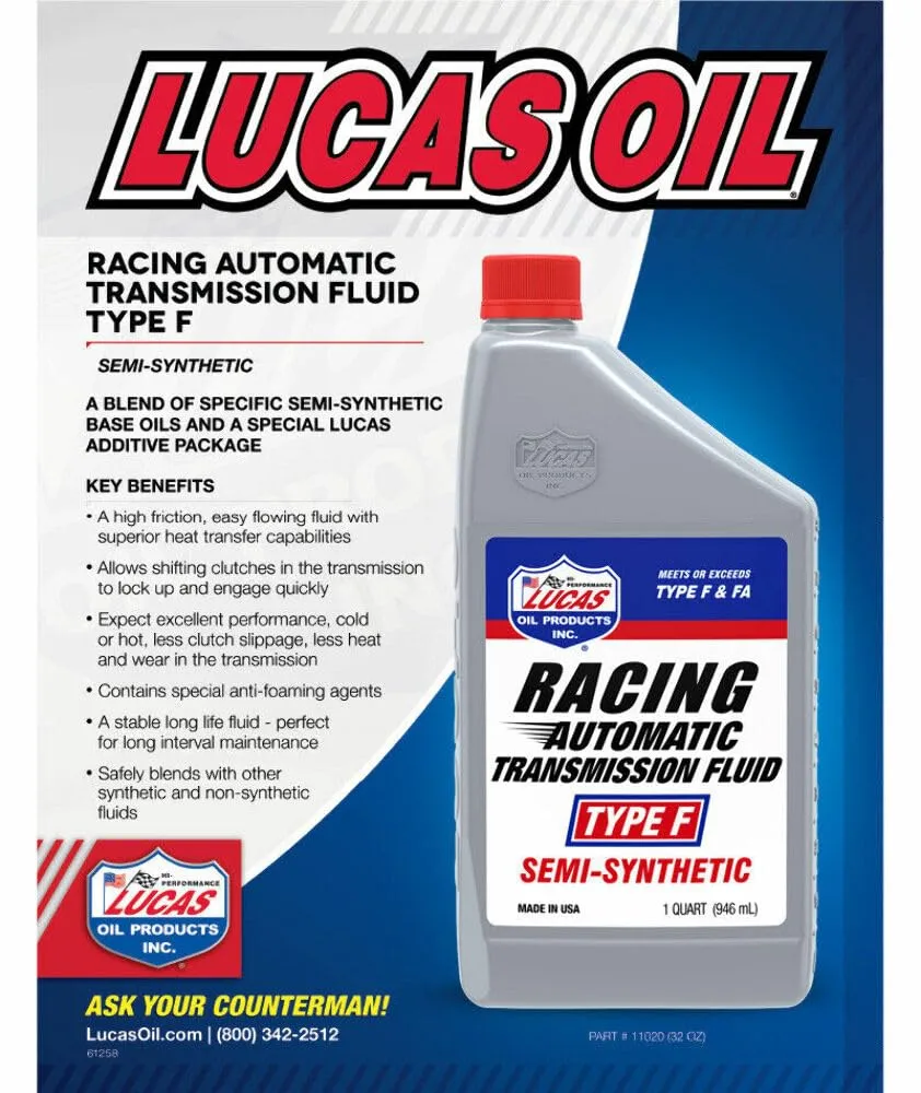 Lucas Oil Semi-Synthetic Racing ATF Type F/6x1/Quart One Size