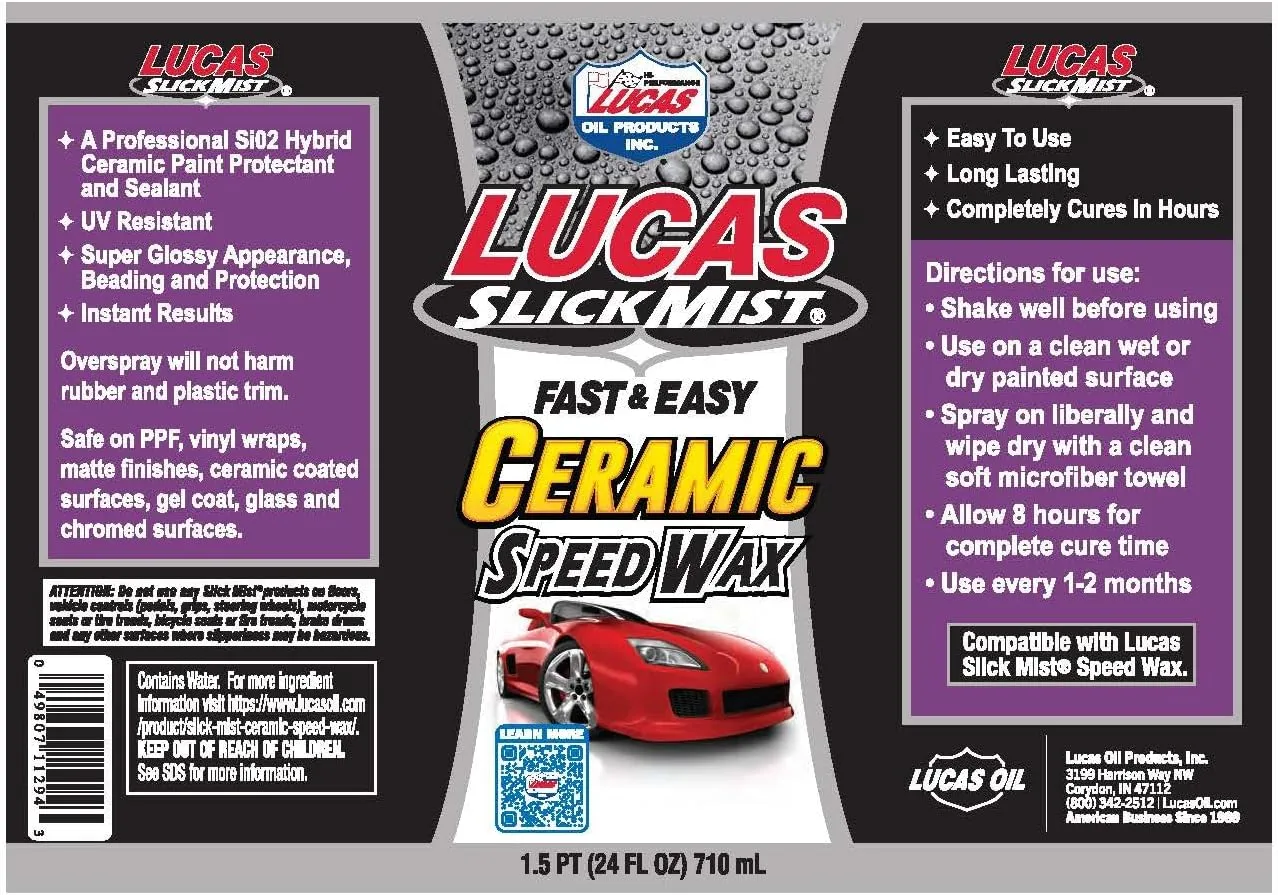 Lucas Oil 11294 Slick Mist Ceramic Speed Wax - 24 Ounce