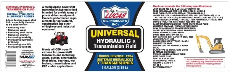 Lucas Oil 10017 Universal Hydraulic & Transmission Fluid - 1 Gallon
