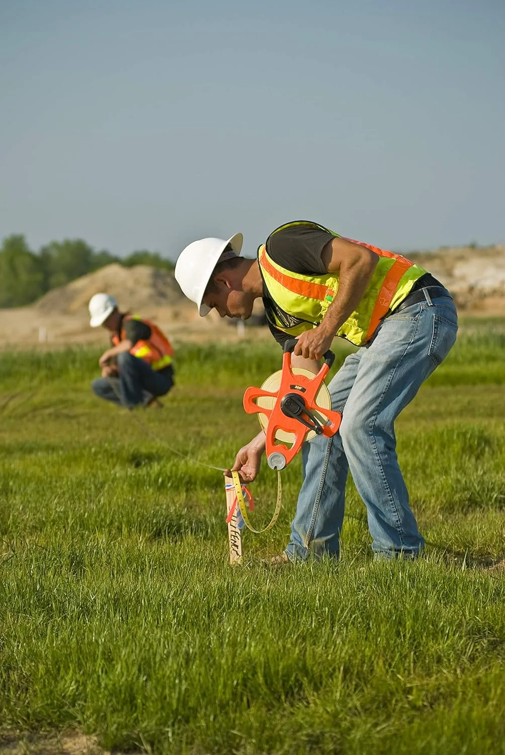 Crescent Lufkin 1/2" x 100m/328' Hi-Viz® Orange Fiberglass SAE/Metric Dual Sided Tape Measure - FM100CME, Orange/Black 100 m