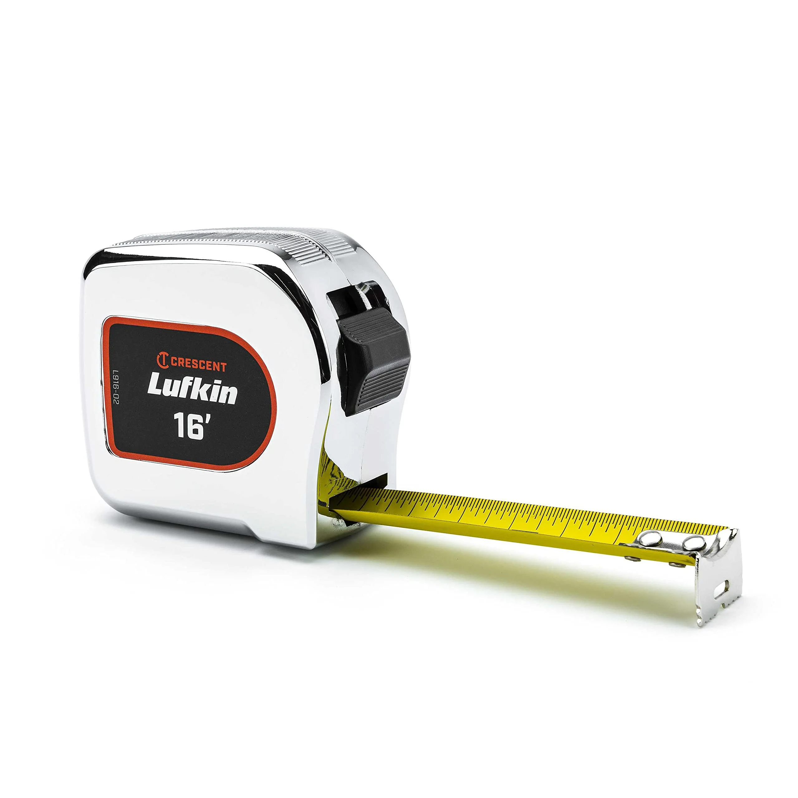 Crescent Lufkin 1" x 16' Chrome Case Yellow Clad Tape Measure - L916-02 4.9 m