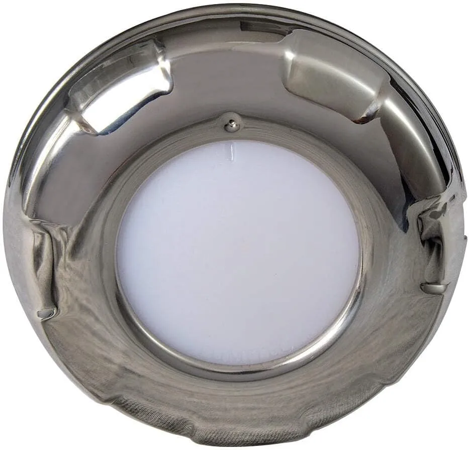 Lumitec Aurora - LED Dome Light - Polished SS Finish - 2-Color White/Blue Dimming