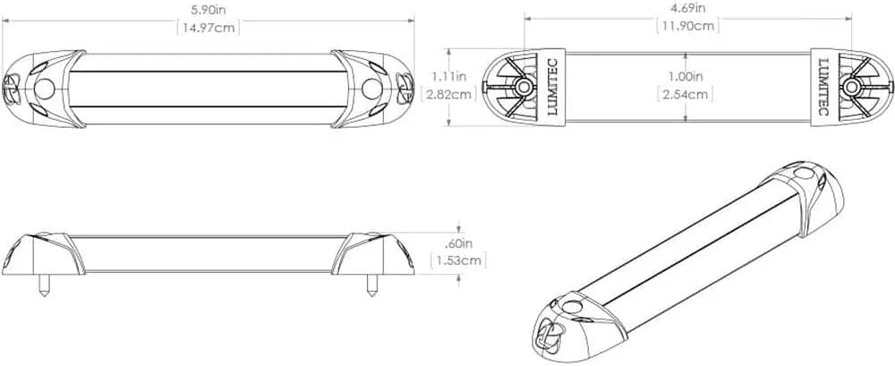 Lumitec Mini Rail2 – 6" LED Utility Light - Spectrum RGBW - Brushed Finish