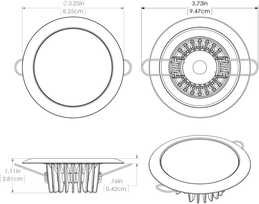 Lumitec Mirage White Bezel Exterior and Interior Flush Mount LED Down Light White Dimming Blue Dimming 113121