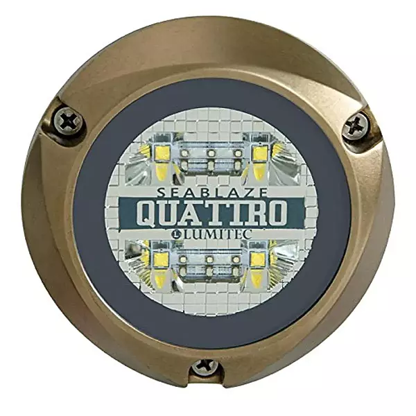 Lumitec Lighting 101511, LED Underwater Light, SeaBlaze Quattro Underwater Light, Dual Color White/Blue