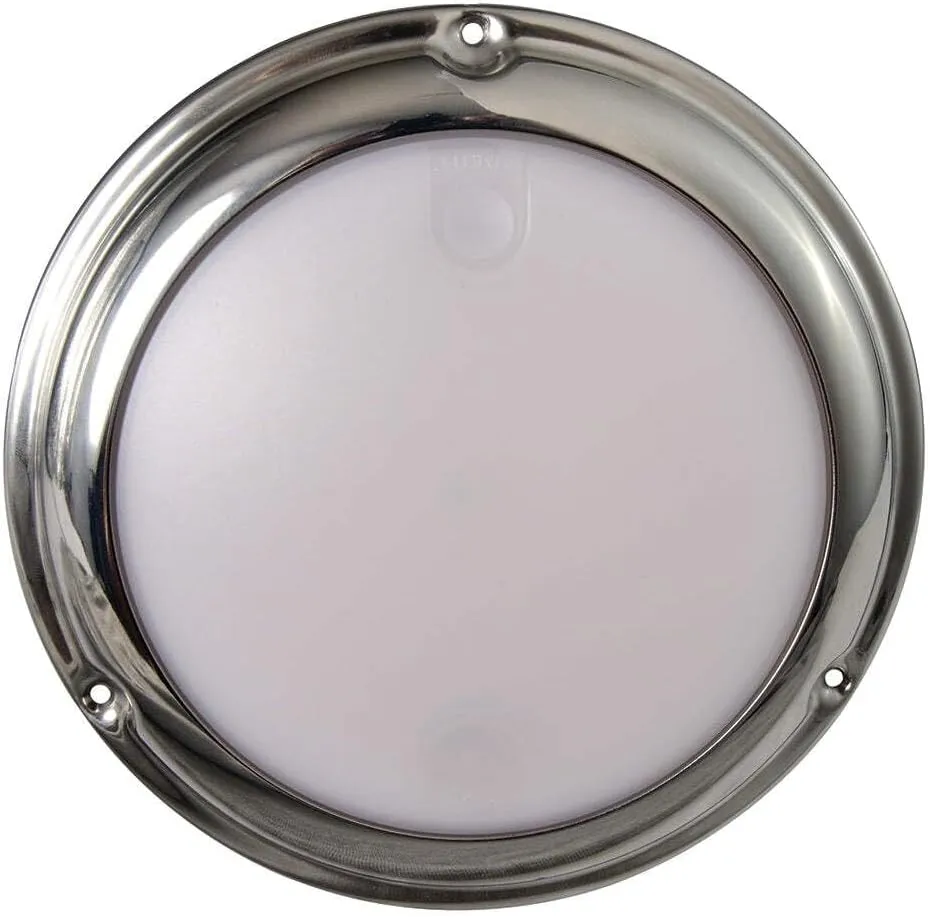 New Touchdome Led Dome Light lumitec 101097 Stainless Bezel Dia. 6.75" White-Blue LED 12-24V 410mA @ 12VA
