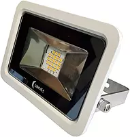 Lunasea 10W Slimline LED Floodlight, 120VAC Only, Cool White, 1200 Lumens, 3' Cord - White Housing