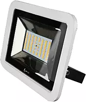 Lunasea 35W Slimline LED Floodlight, 120/240VAC Only, Cool White, 4500 Lumens, 3' Cord - White Housing