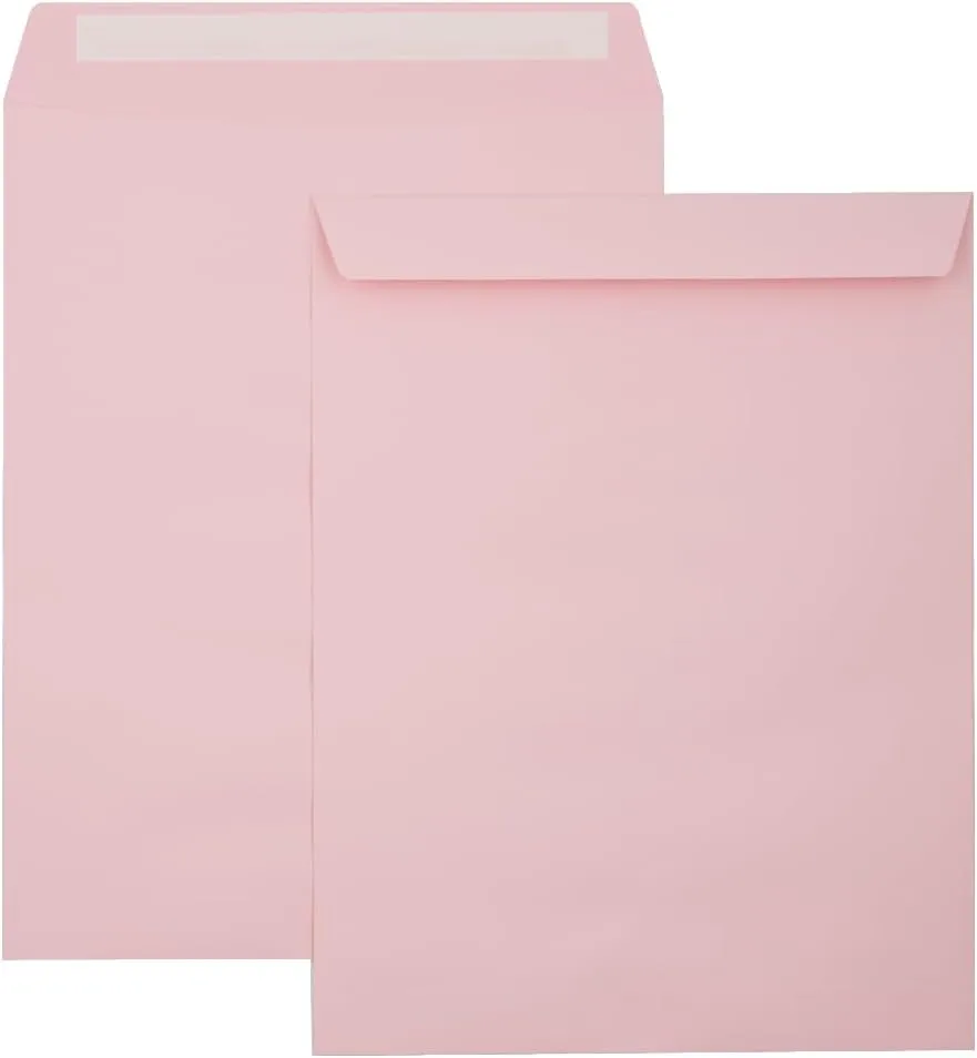 LUX 10 x 13 Open-End Envelopes, 80lb, Peel & Press Closure, Candy Pink - Pack of 50