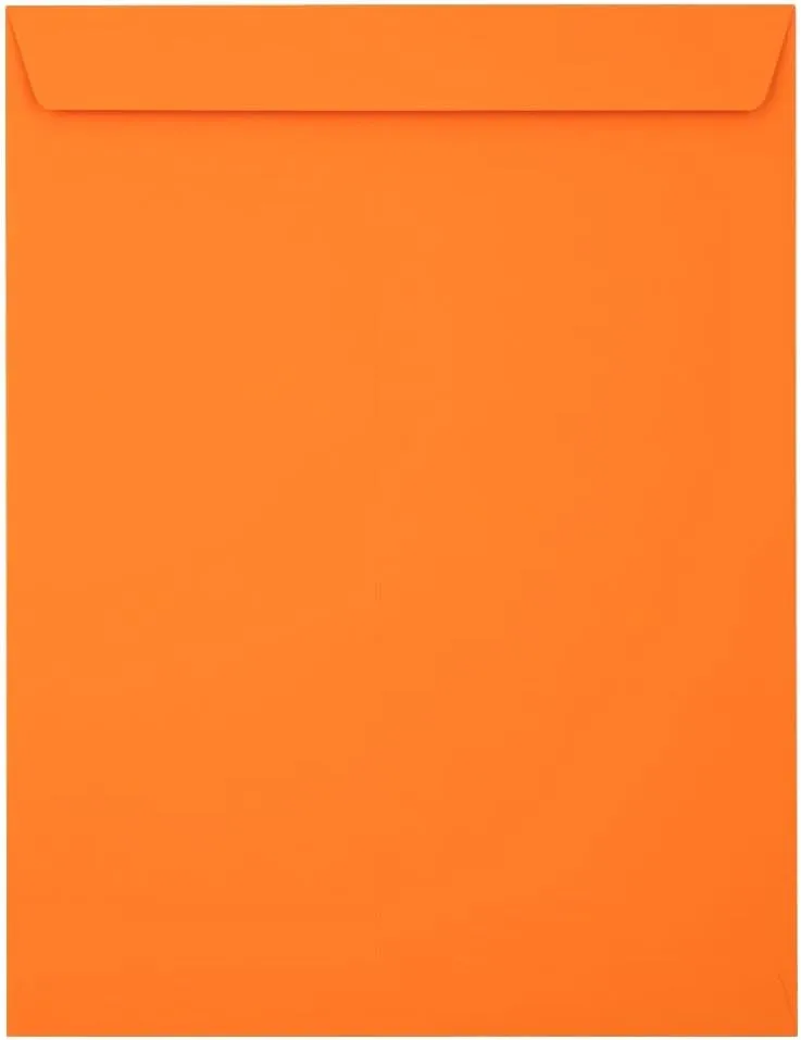 LUX Open-End 10in x 13in Envelopes, Peel & Press Closure, Mandarin Orange, Pack Of 50