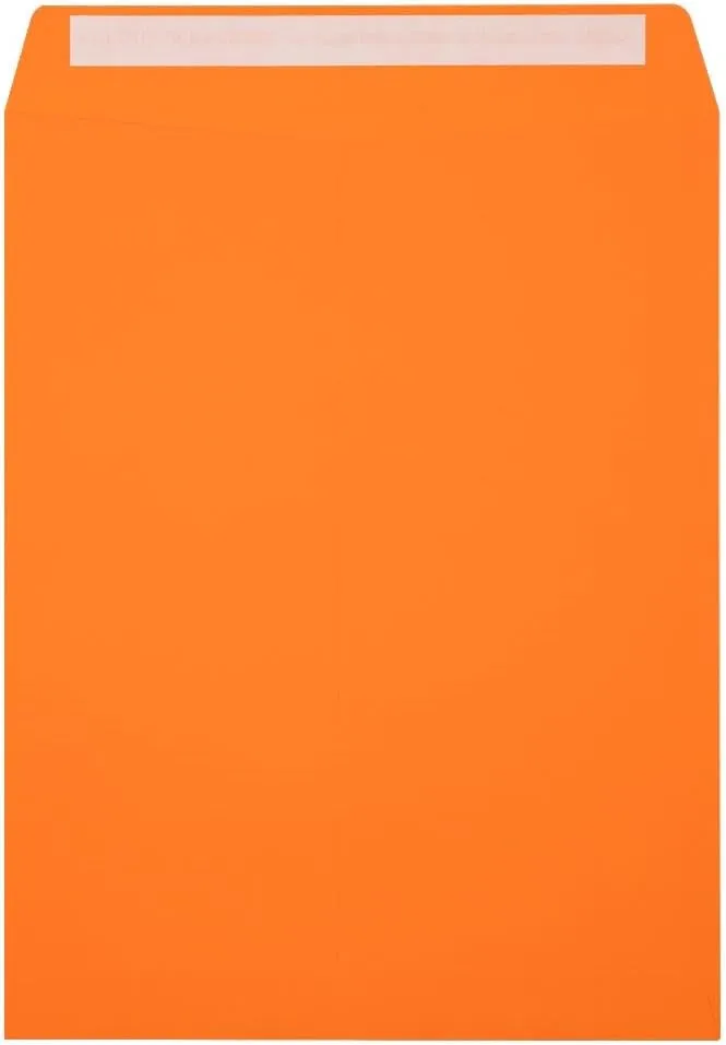 LUX Open-End 10in x 13in Envelopes, Peel & Press Closure, Mandarin Orange, Pack Of 50