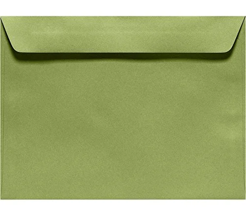 LUX Booklet 6in x 9in Envelopes, Gummed Seal, Avocado Green, Pack Of 50