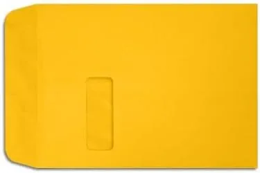 LUX #9 1/2 Open-End Window Envelopes, Top Left Window, Self-Adhesive, Sunflower, Pack Of 50