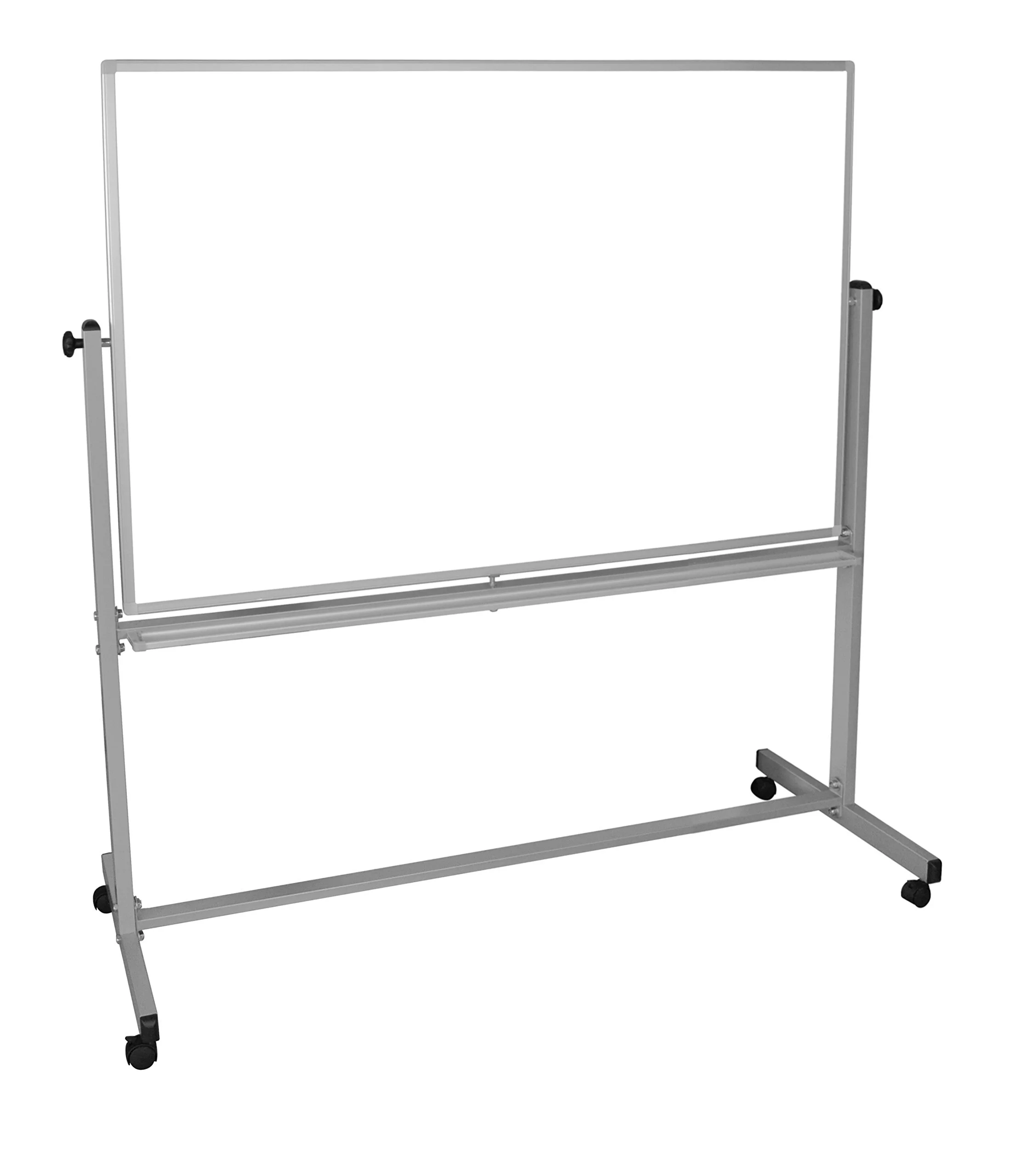 Luxor Magnetic Double-Sided Magnetic Mobile Dry-Erase Whiteboard, 40in x 60in, Aluminum Frame With Silver Finish
