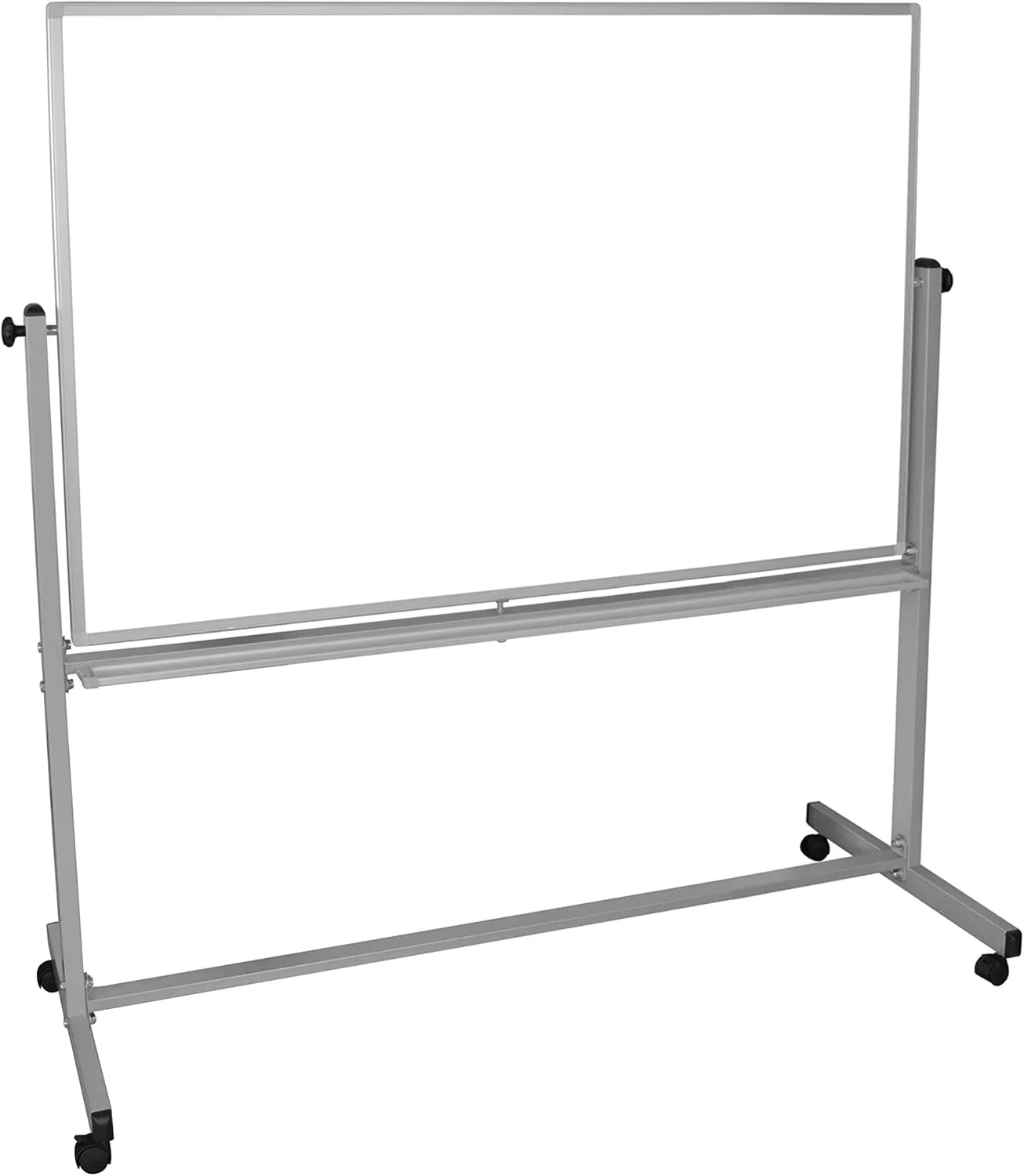 Luxor Magnetic Double-Sided Magnetic Mobile Dry-Erase Whiteboard, 40in x 60in, Aluminum Frame With Silver Finish