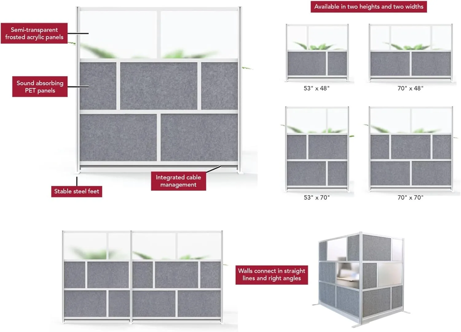 Luxor Modular Room Divider Wall System Add-On Wall