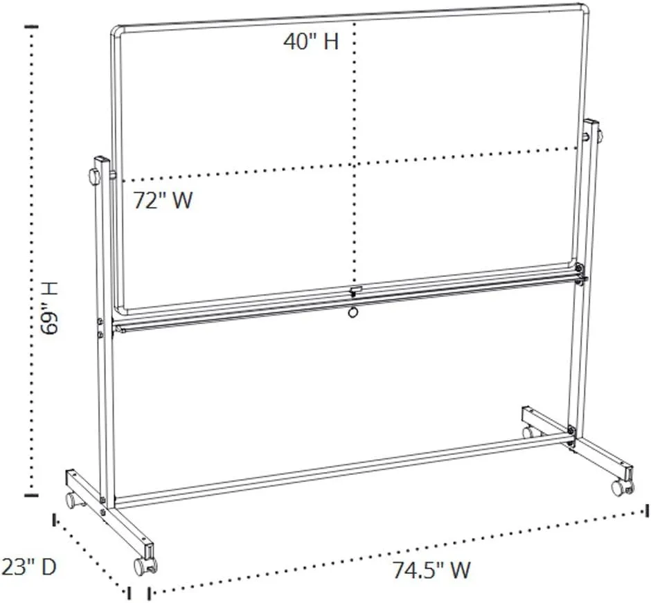 LUXOR Mobile Double-Sided Magnetic Dry Erase Whiteboard with Aluminum Frame and Stand
