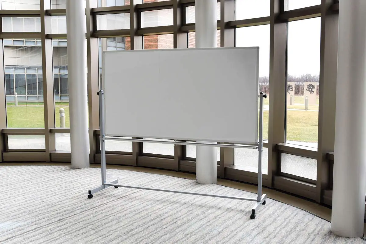 LUXOR MB7248WW Extra Large Double-Sided Magnetic Dry Erase Whiteboard, 72" W x 48" H, Reversible Board on Wheels