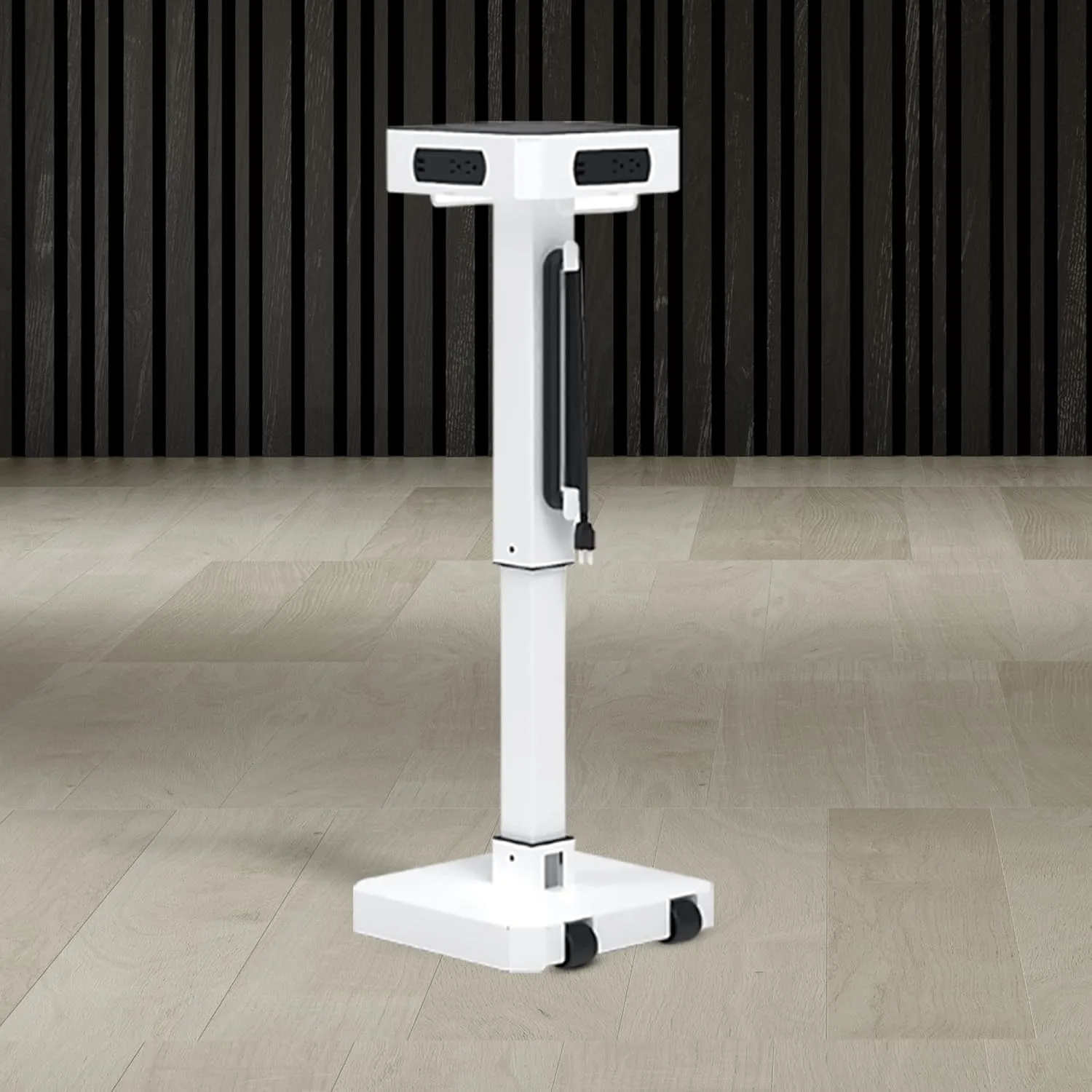 Luxor LuxPower Mobile AC and USB Charging Tower with 8 USB Charging Ports, 8 AC Outlets - White, 14" W x 14" D x 40" H
