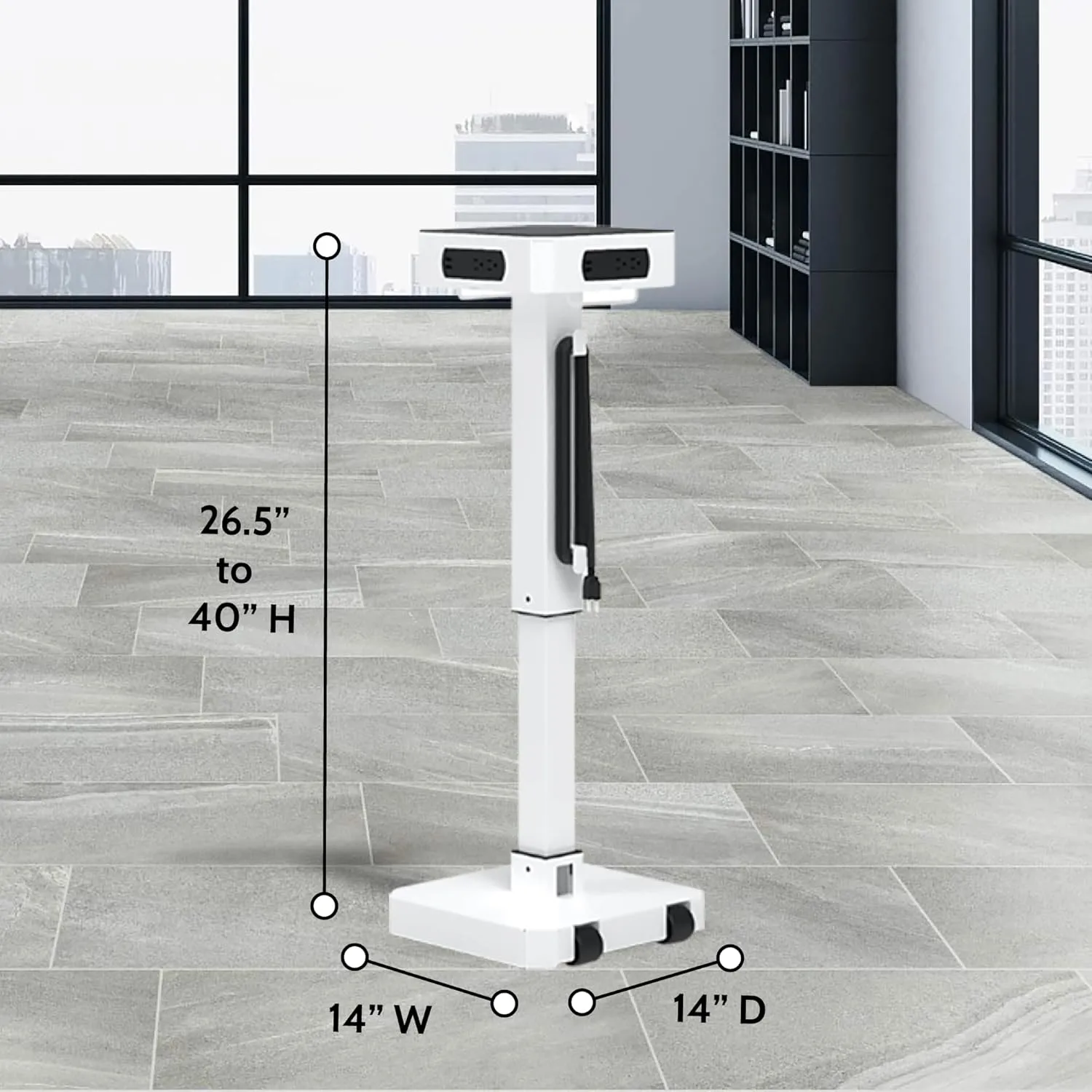 Luxor LuxPower Mobile AC and USB Charging Tower with 8 USB Charging Ports, 8 AC Outlets - White, 14" W x 14" D x 40" H
