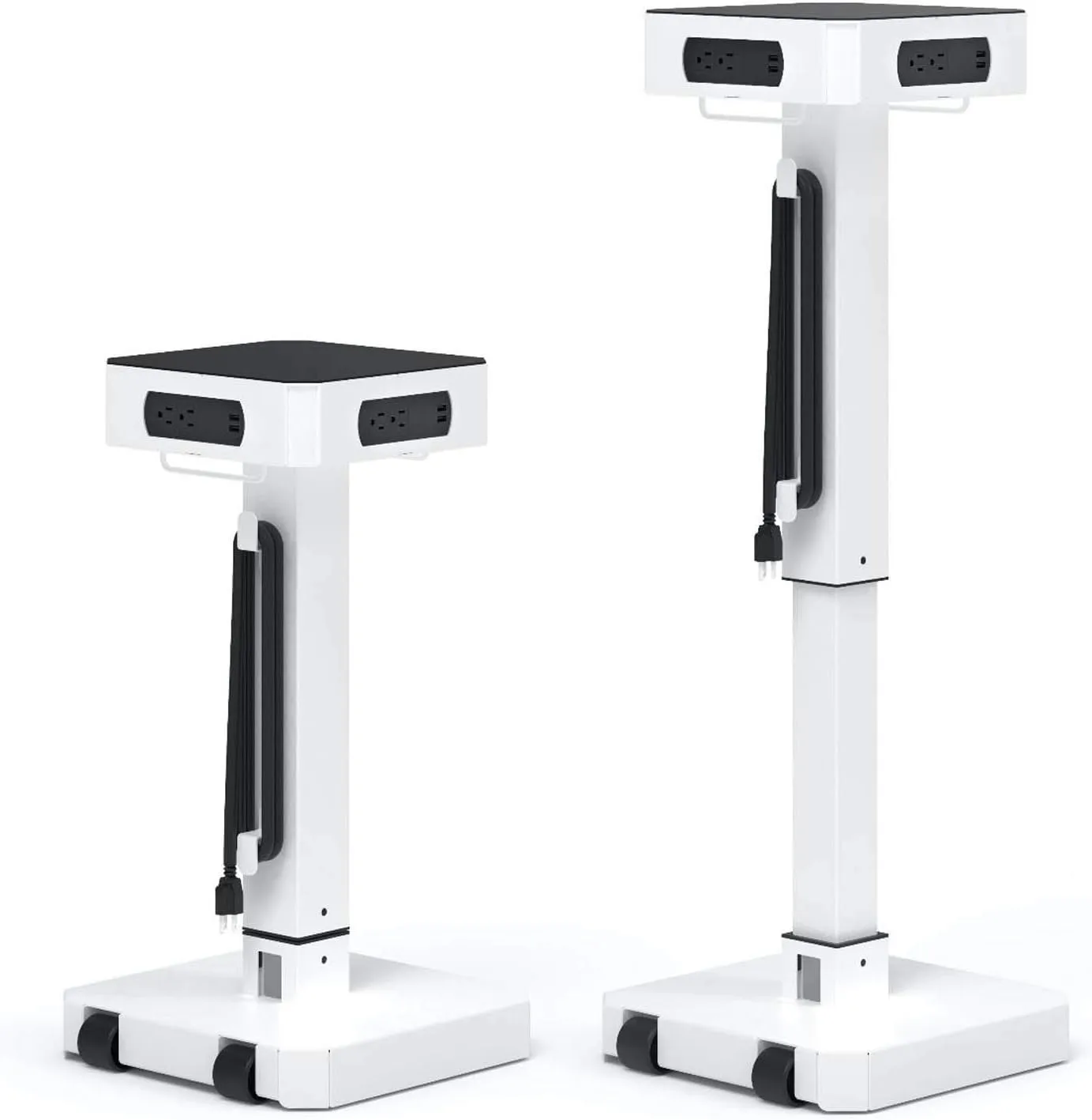 Luxor LuxPower Mobile AC and USB Charging Tower with 8 USB Charging Ports, 8 AC Outlets - White, 14" W x 14" D x 40" H