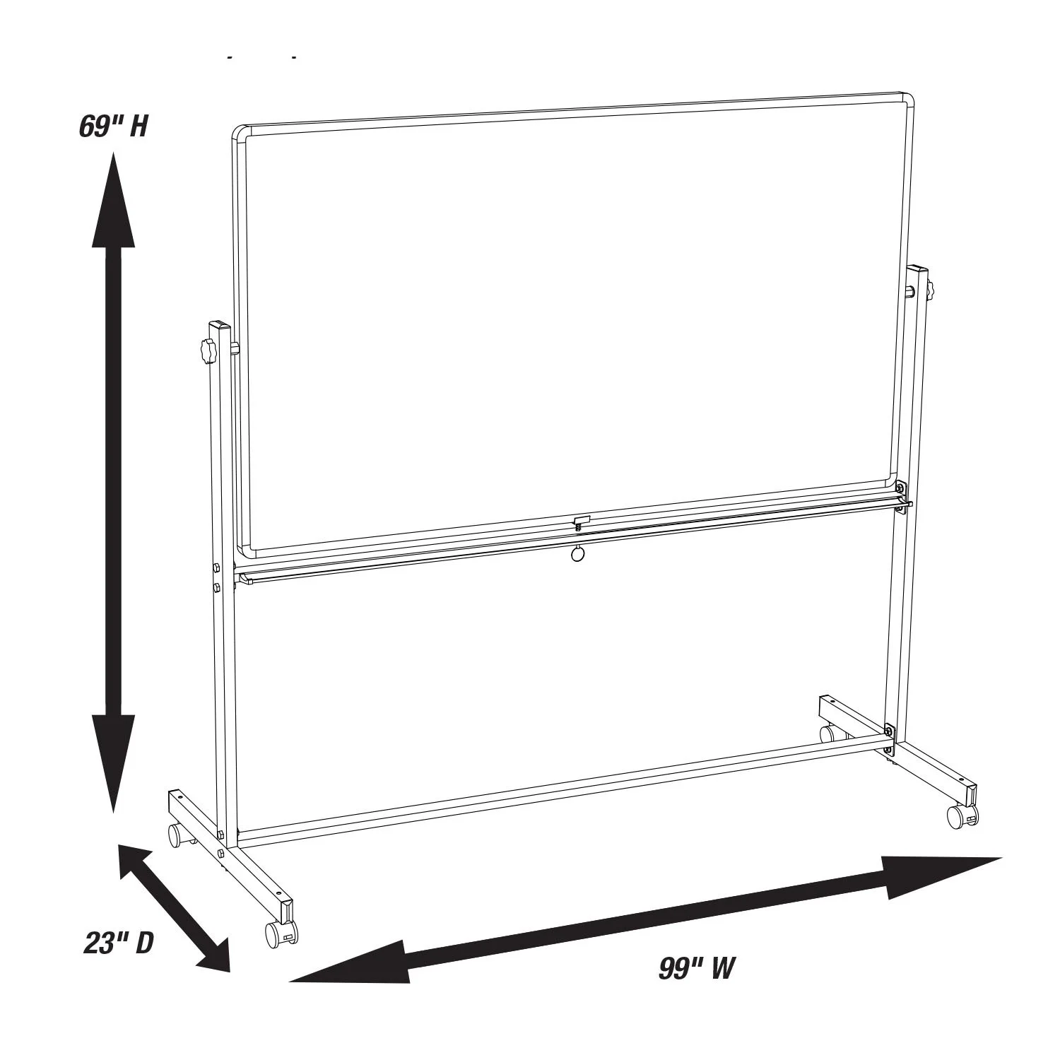 Luxor Mobile Dry Erase Double-Sided Magnetic Whiteboard with Aluminum Frame and Stand - 96"W x 40"H