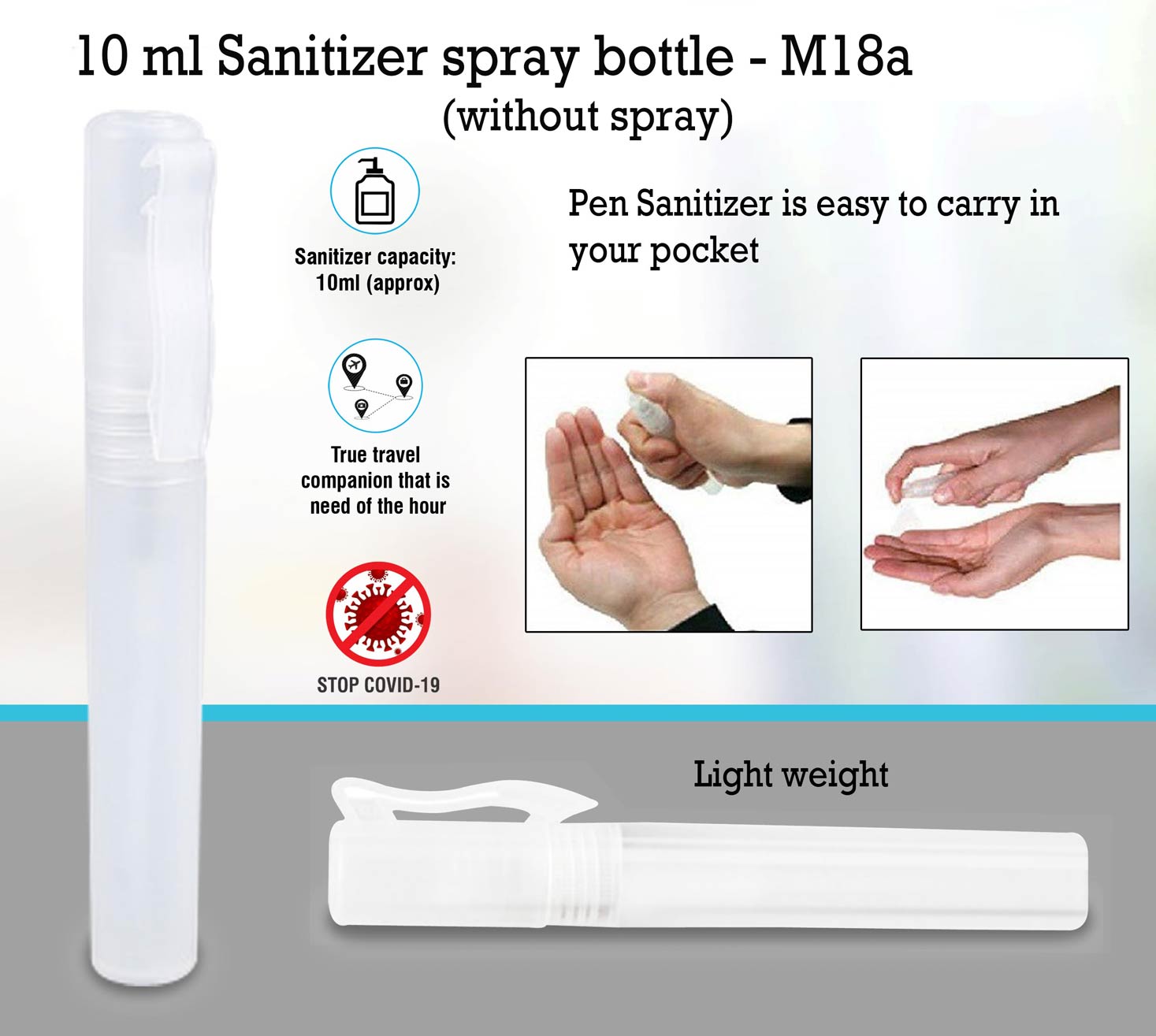 10 ml Sanitizer spray bottle