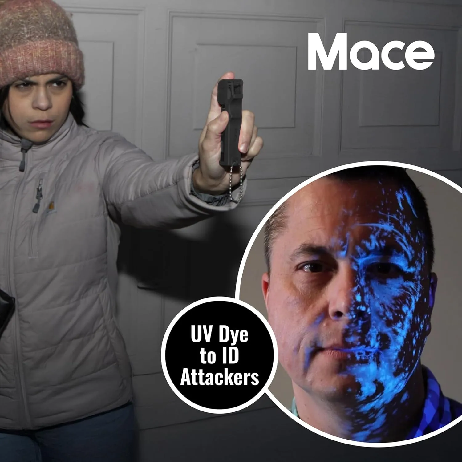 Mace Pepper Spray - Triple Action Model, 3-in-1 Formula (OC, Tear Gas, UV Dye), Flip Top Safety Cap