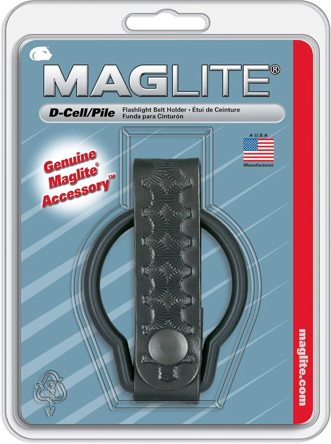 Maglite Black Plain Leather Belt Holder for D Cell Flashlights