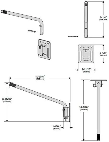 Magma Products A10-240 Square Rail / Vertical Surface Mount