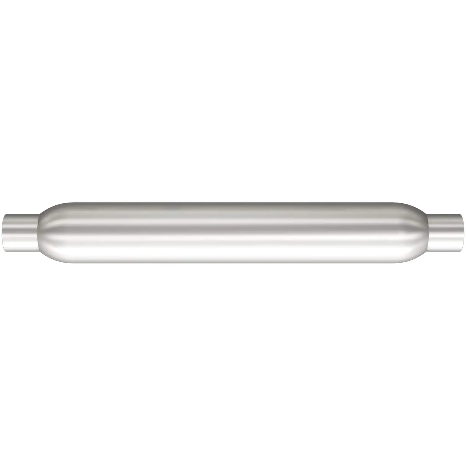 MagnaFlow Glasspack 3.5in Round Center/Center Performance Muffler Exhaust 18135-2.25in Inlet/Outlet Diameter, 22in Body Length, 26in Overall Length, Aluminized Finish - Classic Deep Exhaust Sound