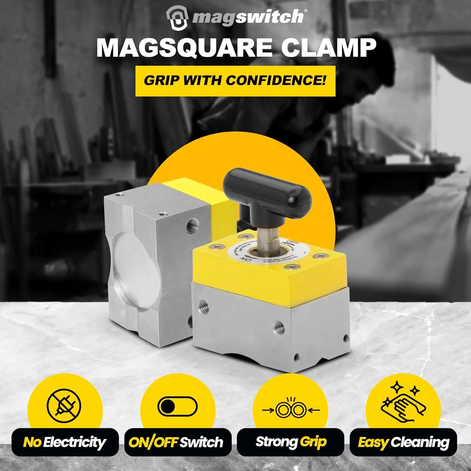 MAGSWITCH MagSquare Magnetic Welding Square with ON/OFF Magnet Switch