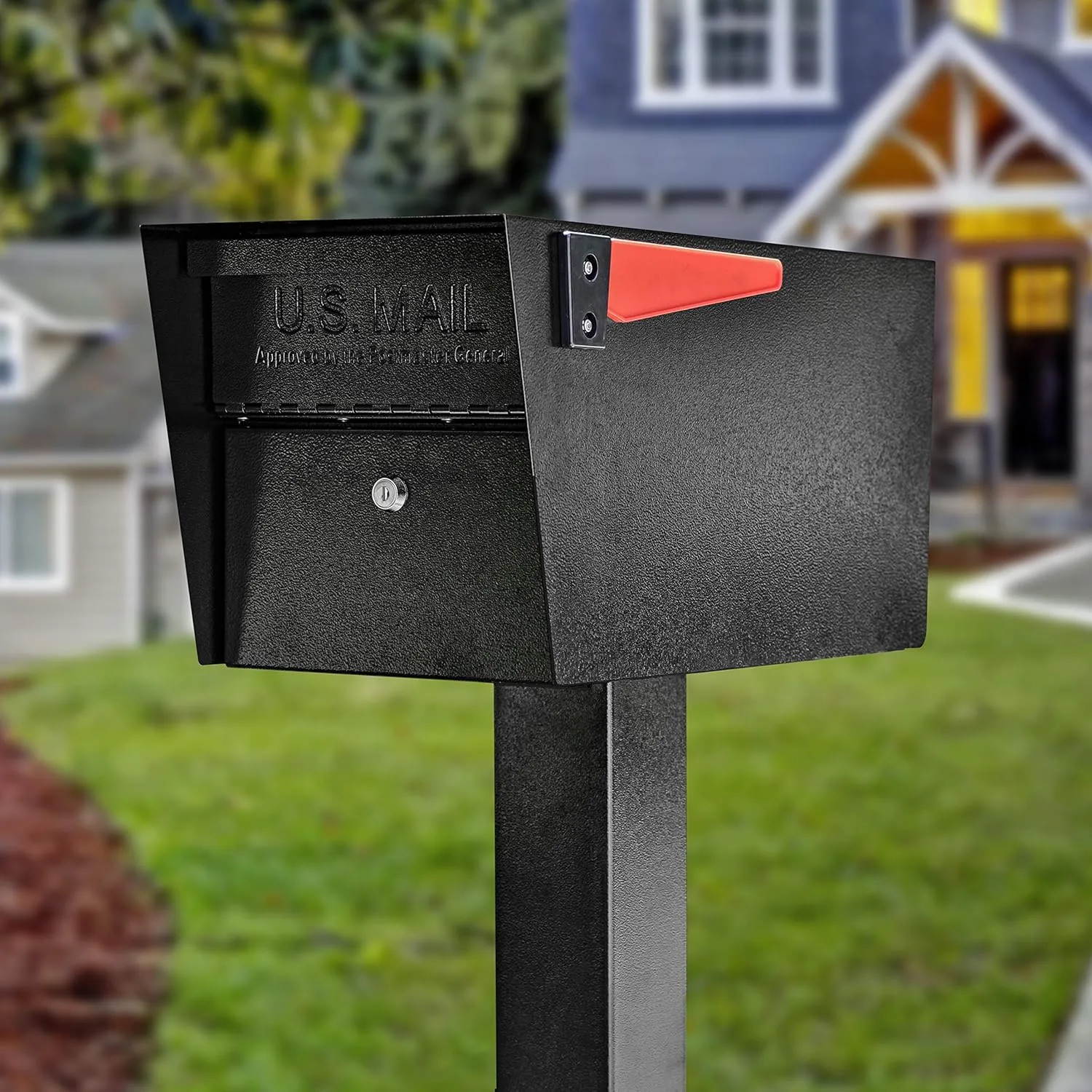 Mail Boss 27in Surface Mount Mailbox Post, 27inH x 4inW x 4inD, Black