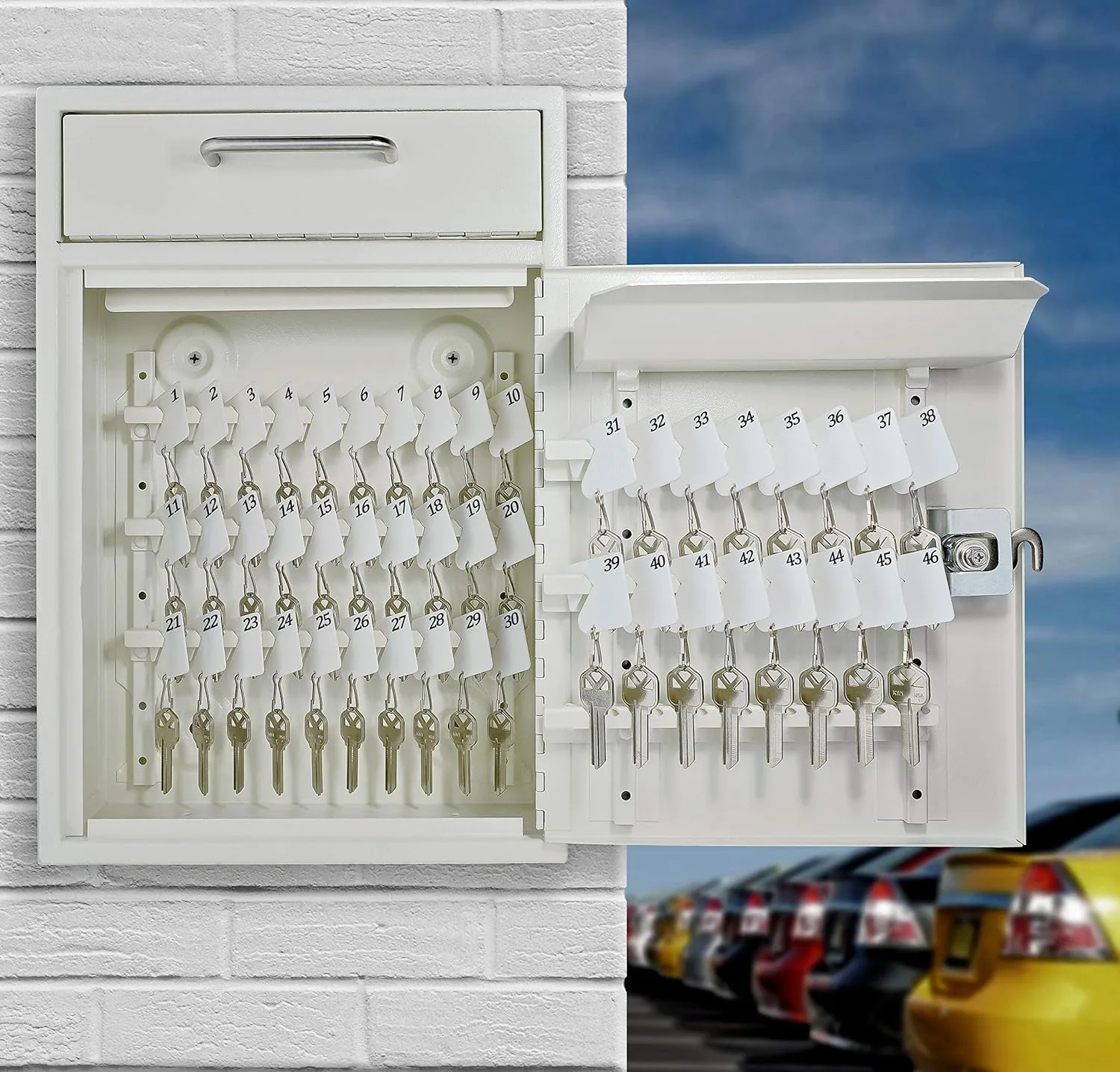MAIL BOSS Key Boss Heavy-Duty High Security 105-Position Locking Key Cabinet & Drop Box