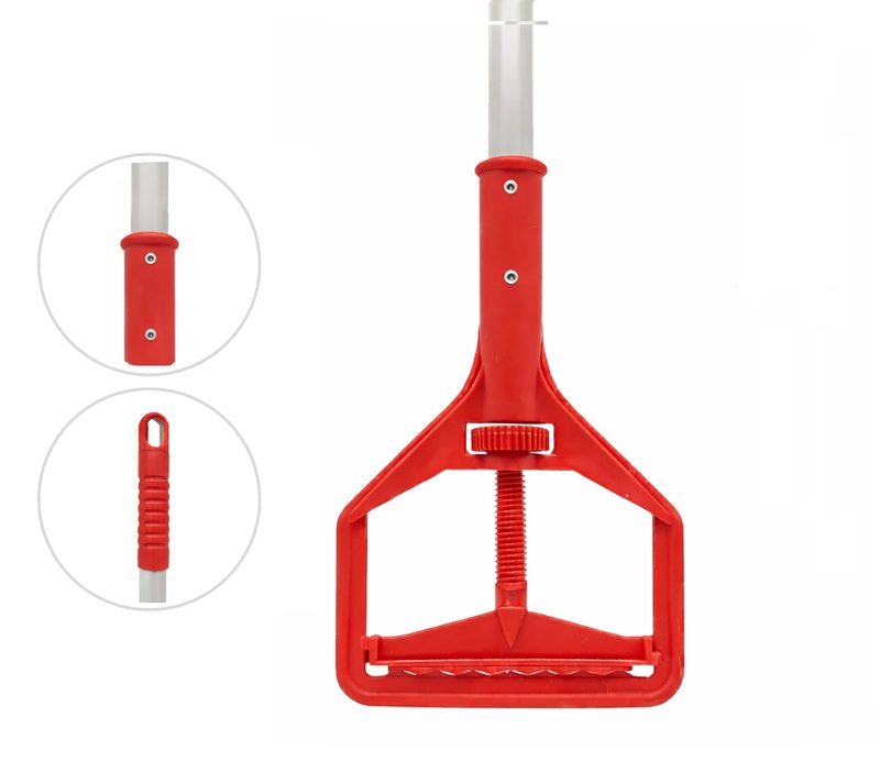 Mango de trapeador de aluminio color rojo para limpieza institucional