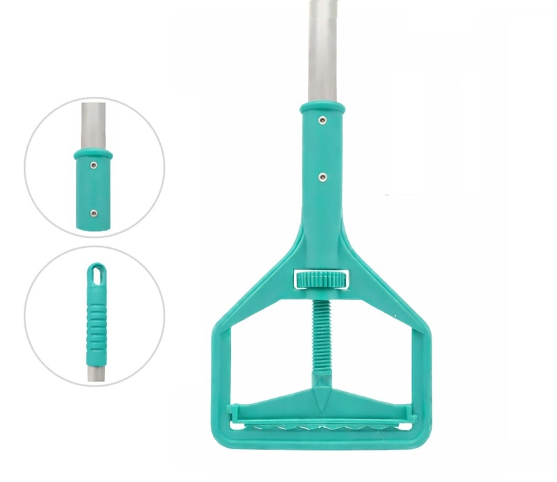Mango de trapeador de aluminio color verde para limpieza institucional