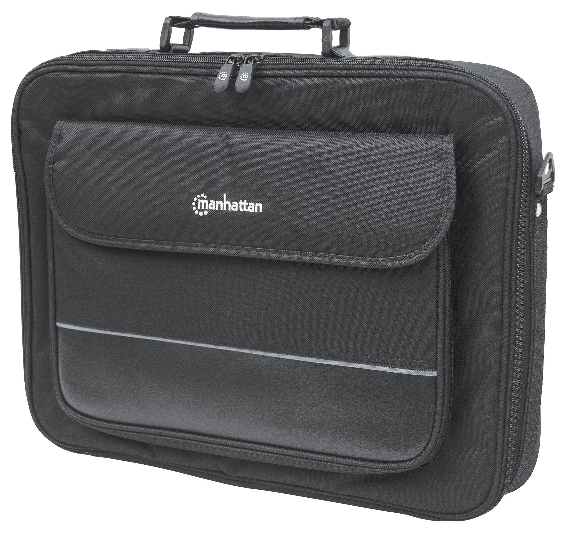 Manhattan 17 Inch Laptop Briefcase Shoulder Bag, Ultra-Lightweight & Padded Compartments, Black - 421560