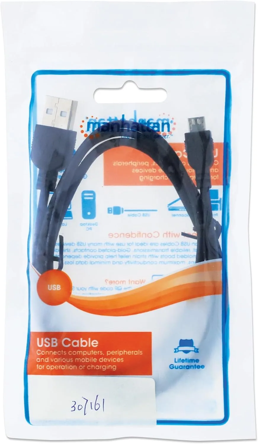MANHATTAN 3-Feet A-Male to Micro B-Male Hi-Speed USB Device (307161)