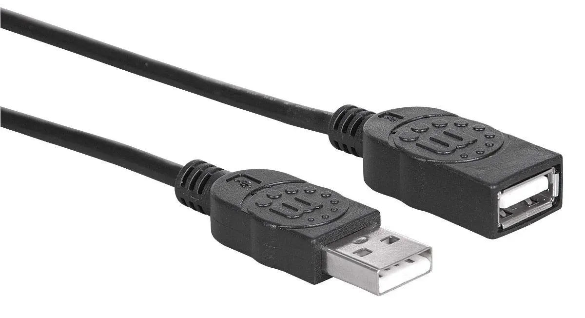 Manhattan USB-A to USB-A Extension Cable, 1.8m (6 ft), Hi-Speed USB 2.0, Black - 338653