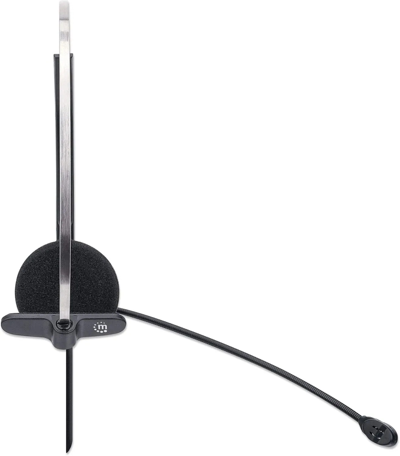 MANHATTAN USB Headset with Mic & 5 ft Cable - Cushion Mono/Single-Sided, On-Ear, in-line Volume Control