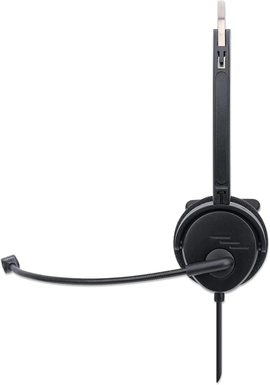 MANHATTAN USB Headset with Mic & 5 ft Cable - Cushion Mono/Single-Sided, On-Ear, in-line Volume Control