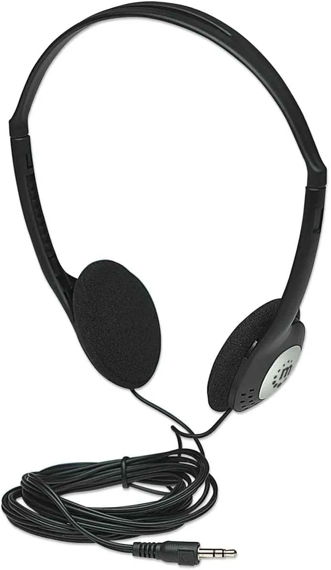 Manhattan On-Ear Wired Stereo Headphone - Long 6ft Cable, Single 3.5mm Plug, Lightweight, Adjustable Headband–for Walkman