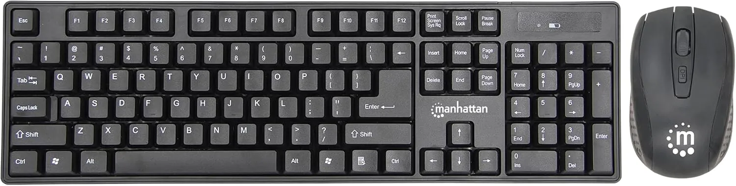 Manhattan Wireless Keyboard and Mouse Combo - Full-Size USB Wireless Keyboard Mouse Set with 2.4GHz Dongle for PC Computer