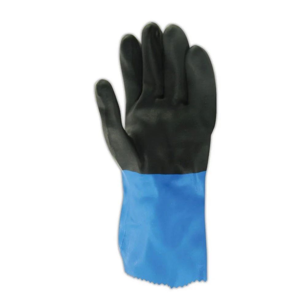 MAPA Professional unisex adult chemical resistant safety gloves, Black/Blue, X-Large US