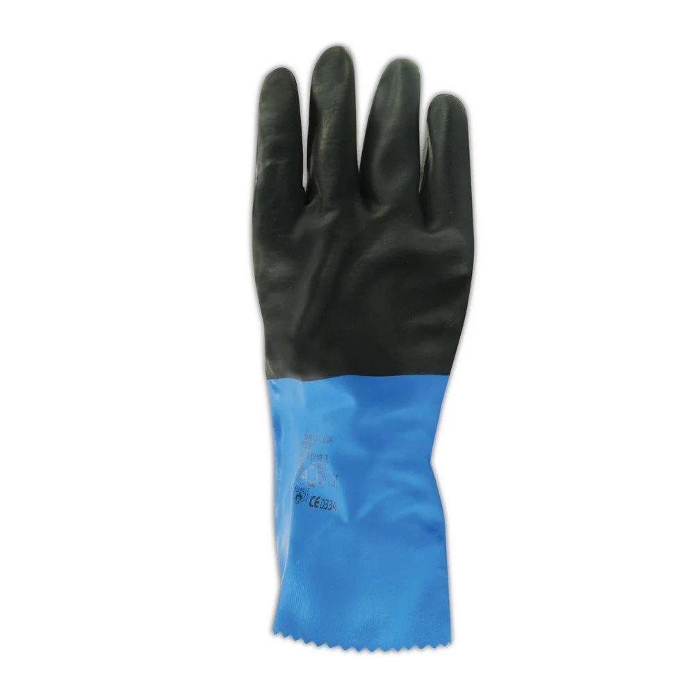 MAPA Professional unisex adult chemical resistant safety gloves, Black/Blue, X-Large US